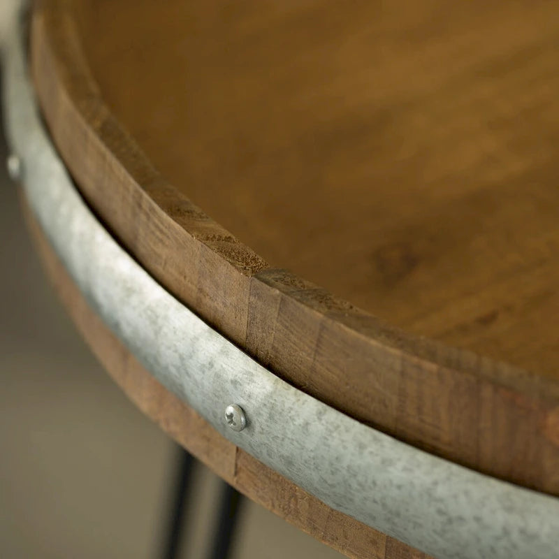 Table d'appoint ou de chevet en tonneau de vin en bois