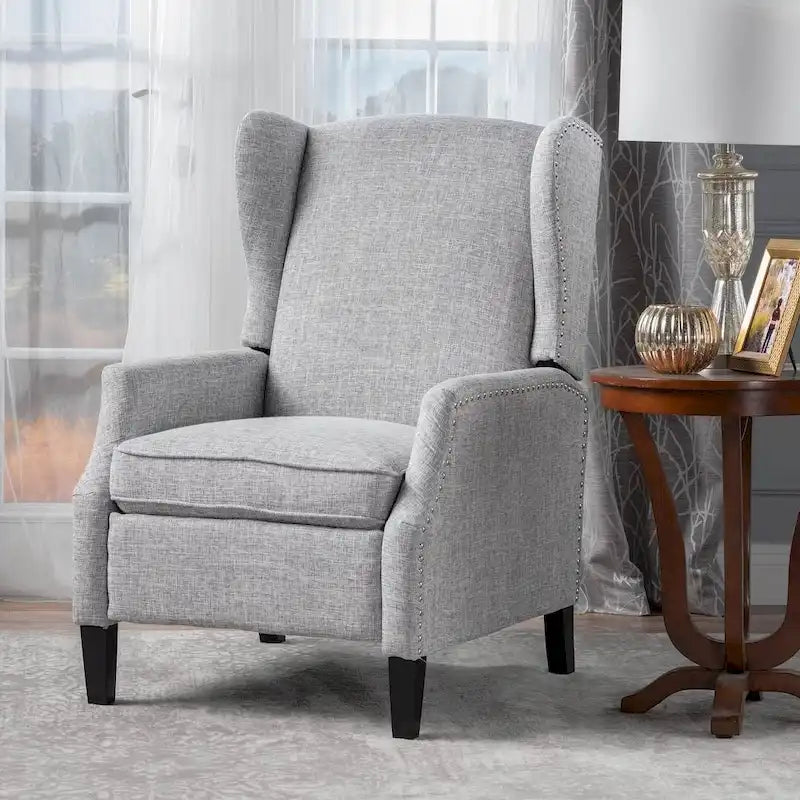 Fauteuils inclinables en tissu traditionnel avec bord clouté par
