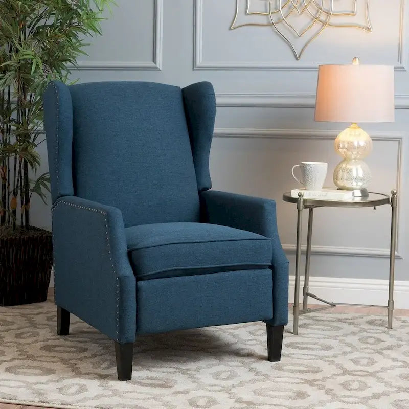 Fauteuils inclinables en tissu traditionnel avec bord clouté par