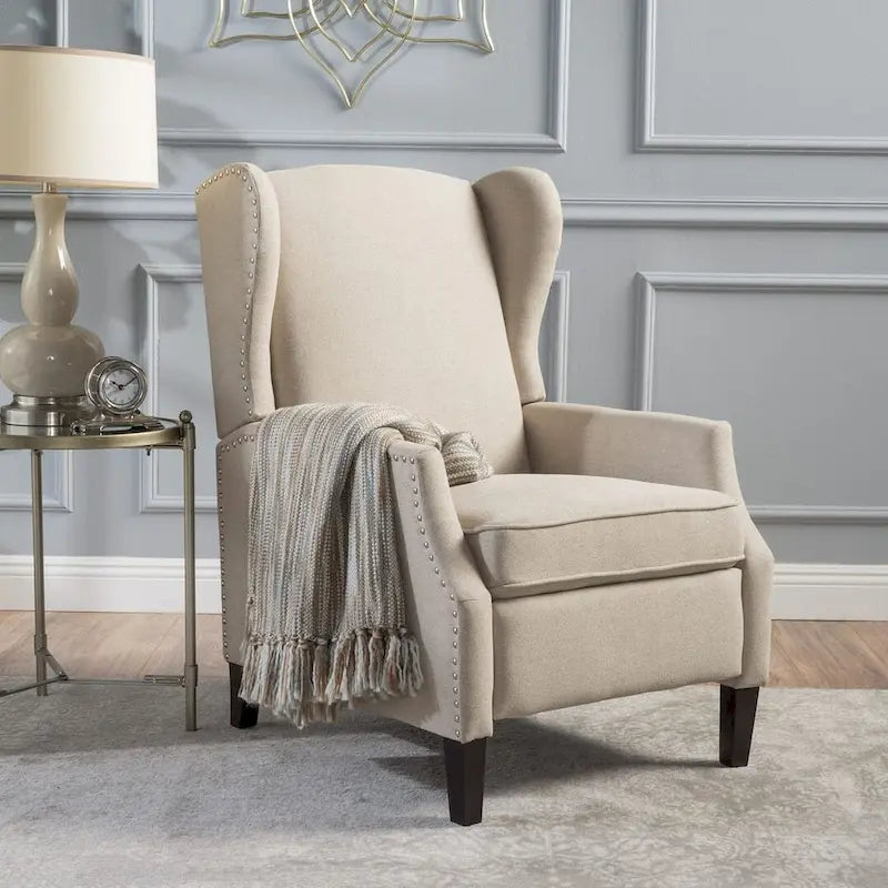 Fauteuils inclinables en tissu traditionnel avec bord clouté par