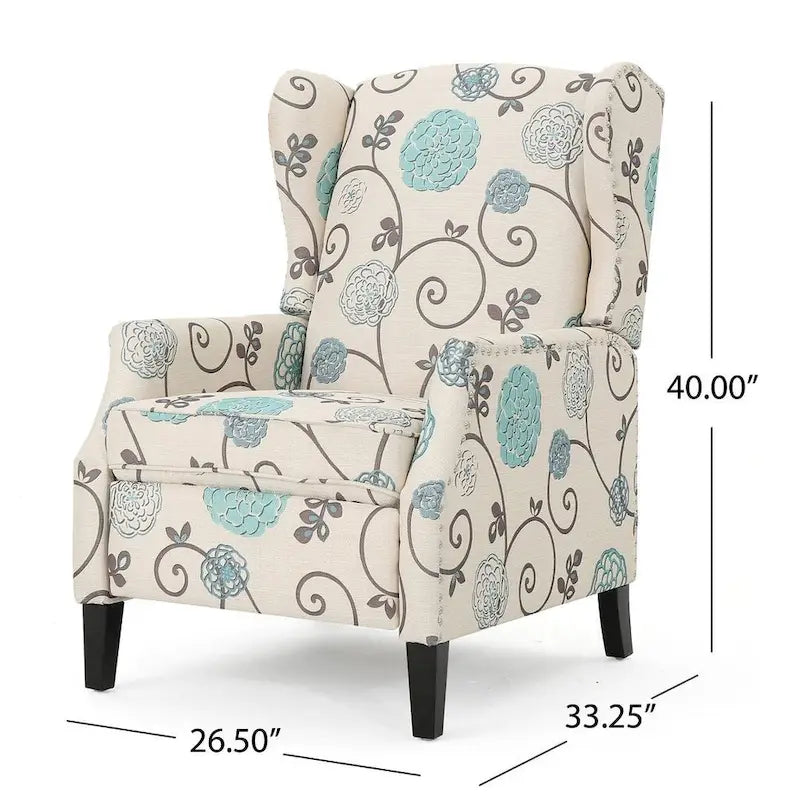 Fauteuils inclinables en tissu traditionnel avec bord clouté par