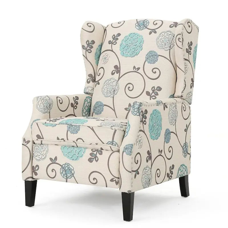 Fauteuils inclinables en tissu traditionnel avec bord clouté par