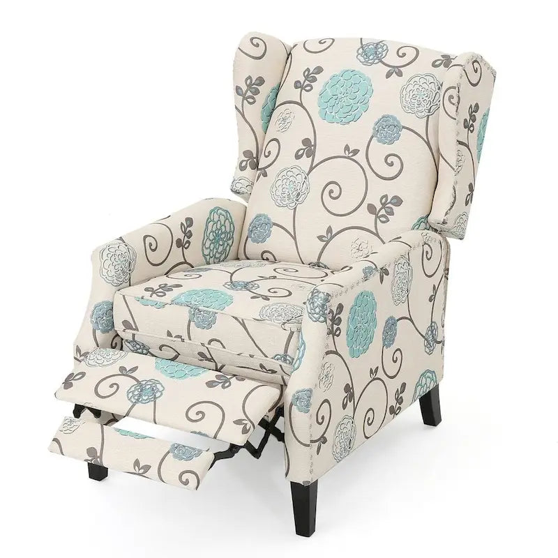 Fauteuils inclinables en tissu traditionnel avec bord clouté par