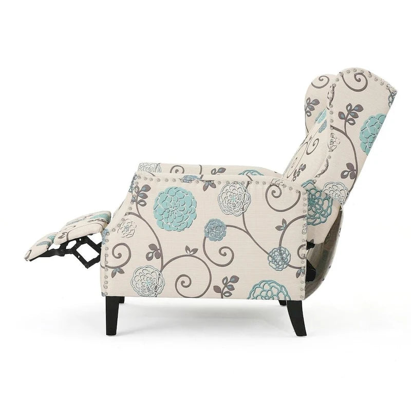 Fauteuils inclinables en tissu traditionnel avec bord clouté par