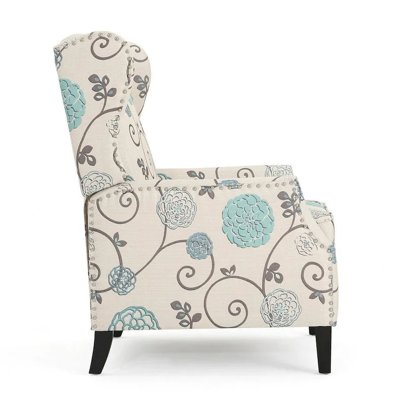 Fauteuils inclinables en tissu traditionnel avec bord clouté par