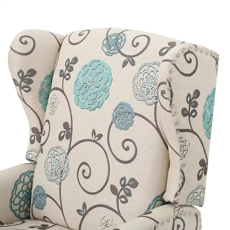 Fauteuils inclinables en tissu traditionnel avec bord clouté par