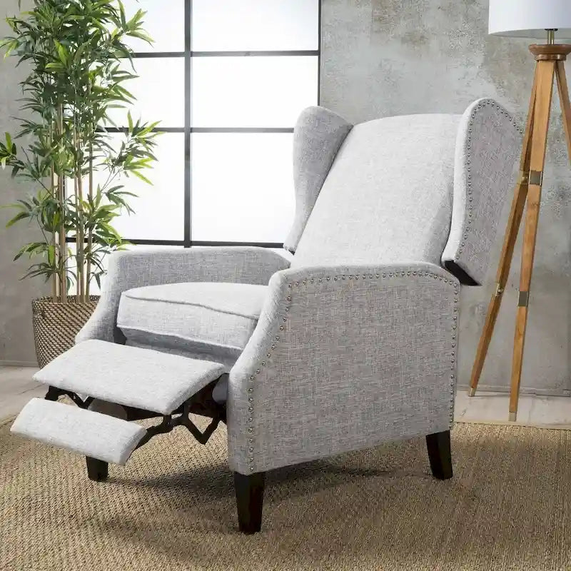 Fauteuils inclinables en tissu traditionnel avec bord clouté par