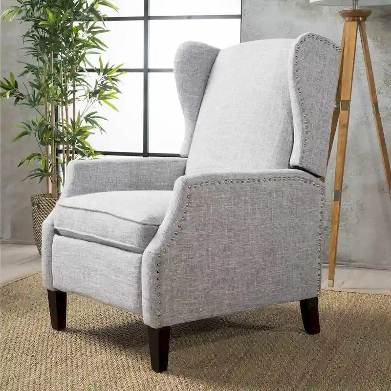 Fauteuils inclinables en tissu traditionnel avec bord clouté par