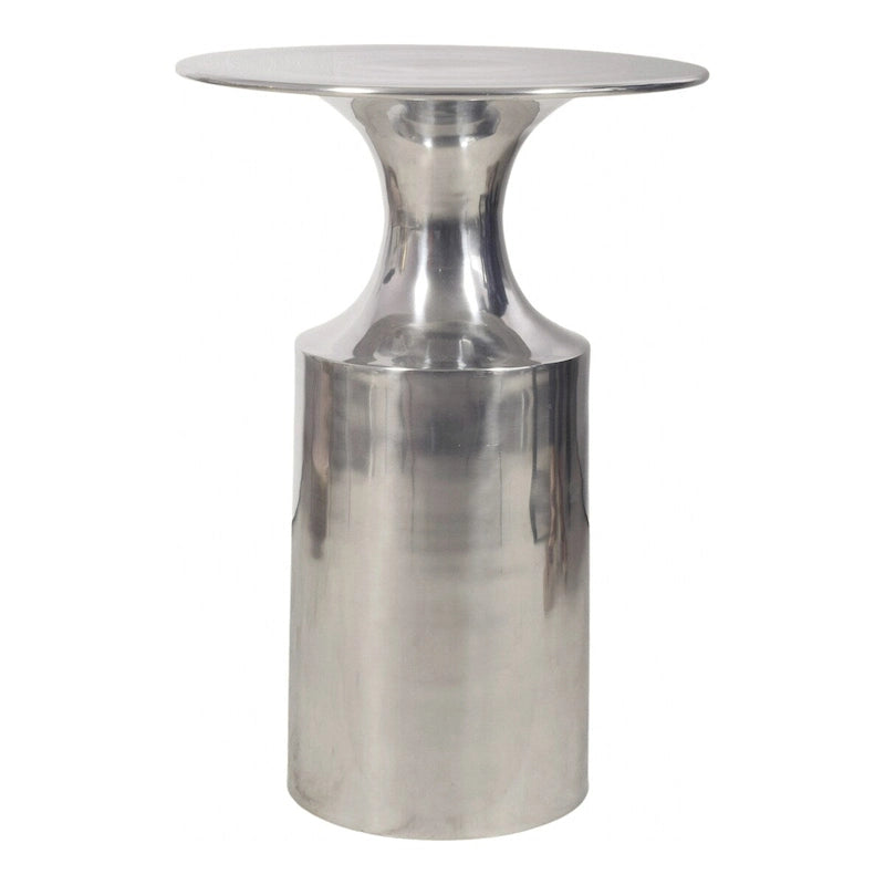 Table d'appoint en aluminium poli – 36,8 larg. x 36,8 prof. x 53,3 haut.