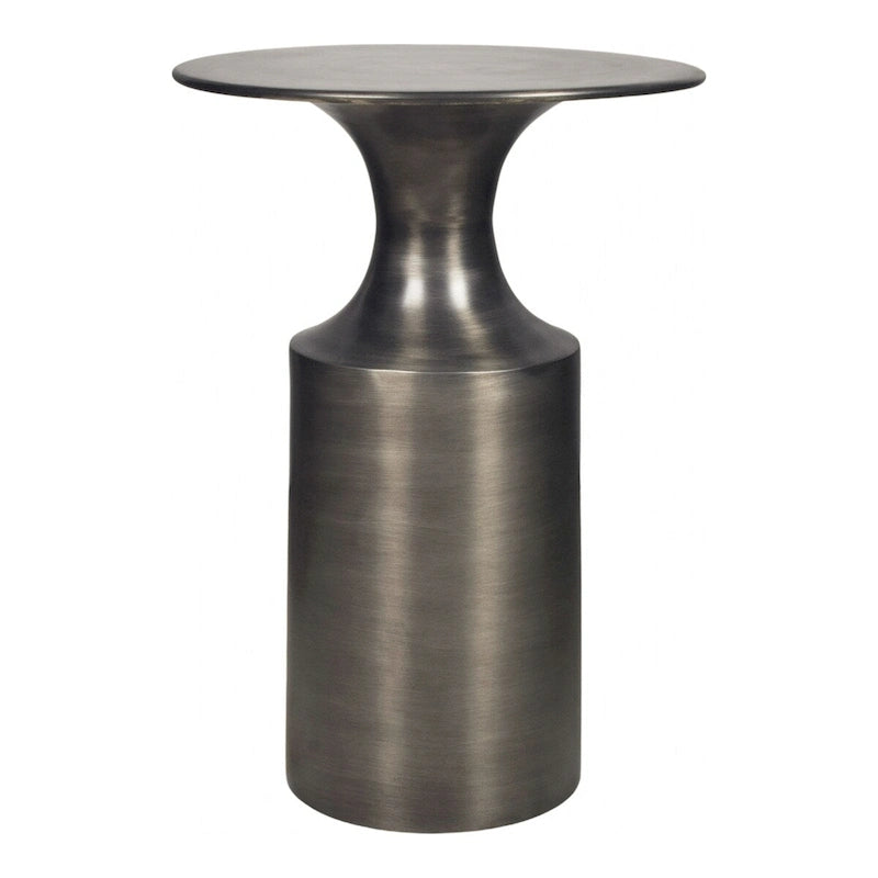 Table d'appoint en aluminium poli – 36,8 larg. x 36,8 prof. x 53,3 haut.