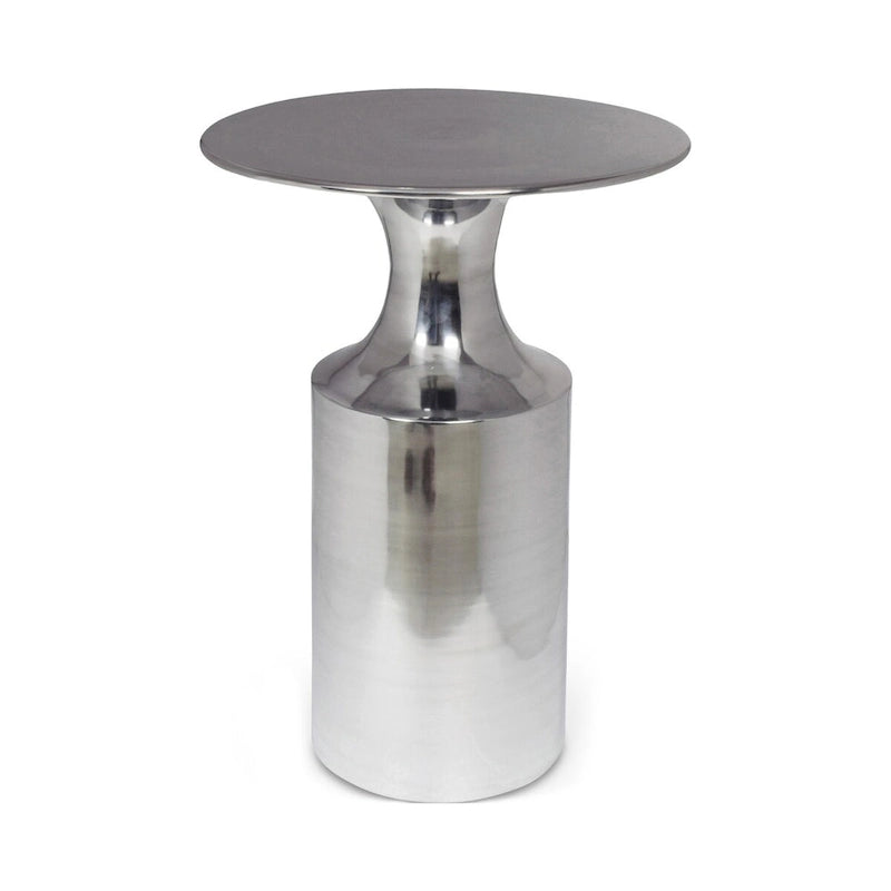 Table d'appoint en aluminium poli – 36,8 larg. x 36,8 prof. x 53,3 haut.