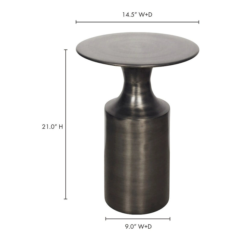 Table d'appoint en aluminium poli – 36,8 larg. x 36,8 prof. x 53,3 haut.