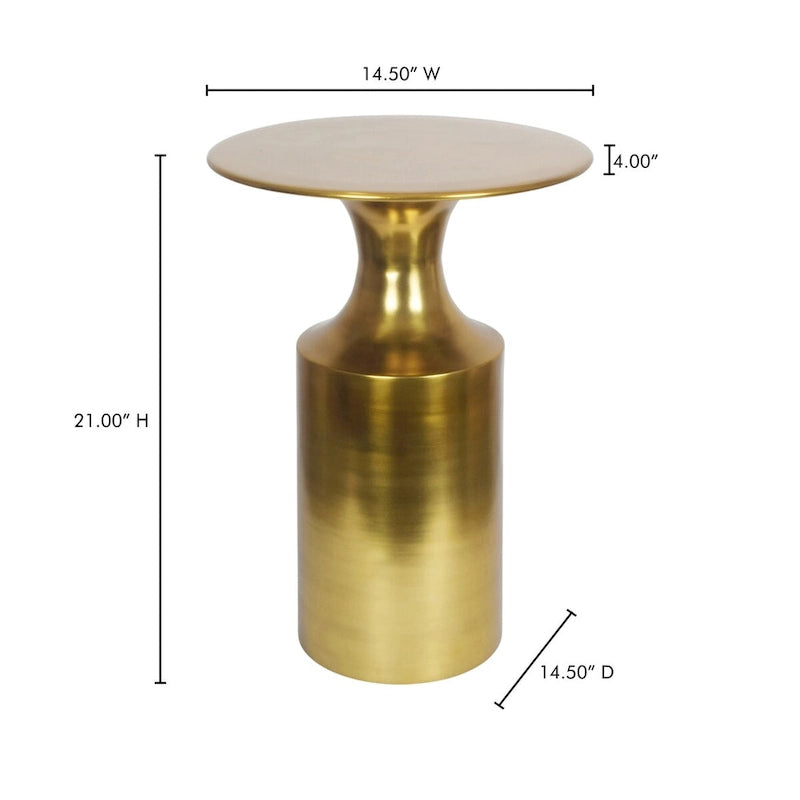 Table d'appoint en aluminium poli – 36,8 larg. x 36,8 prof. x 53,3 haut.