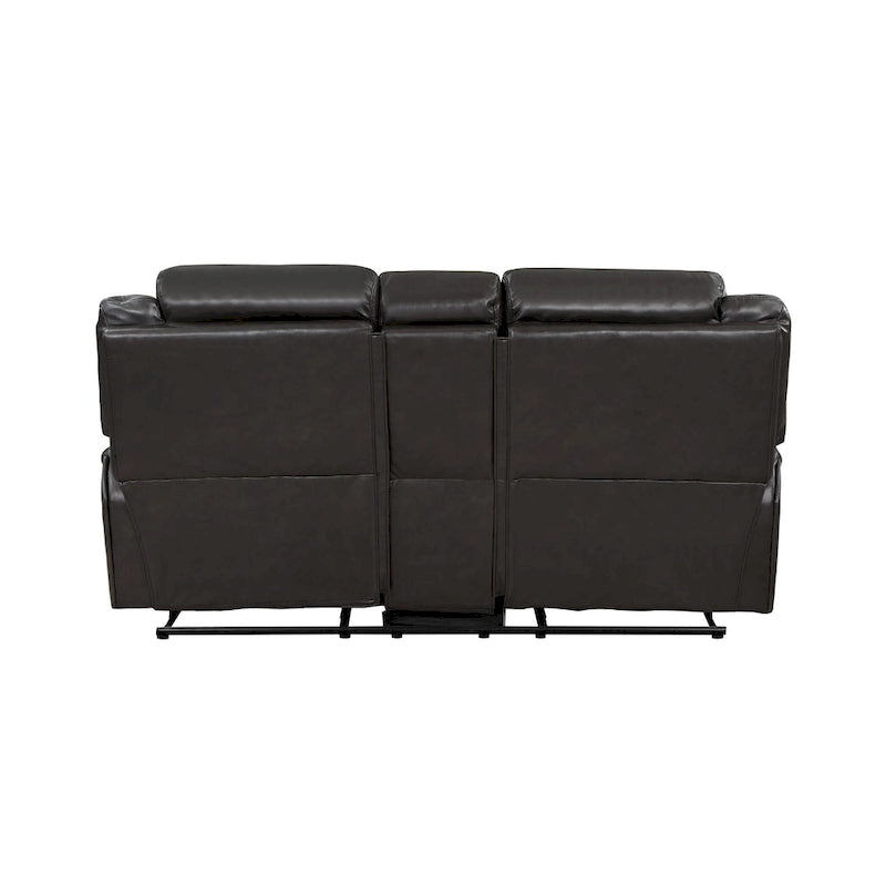 Causeuse inclinable manuelle double de 76 pouces, porte-gobelets, similicuir gris