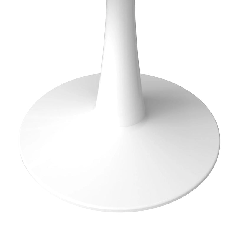 Table à manger ronde de 102 cm, 4 places, piètement blanc, plateau en pierre frittée, convient pour la cuisine et la salle à manger.