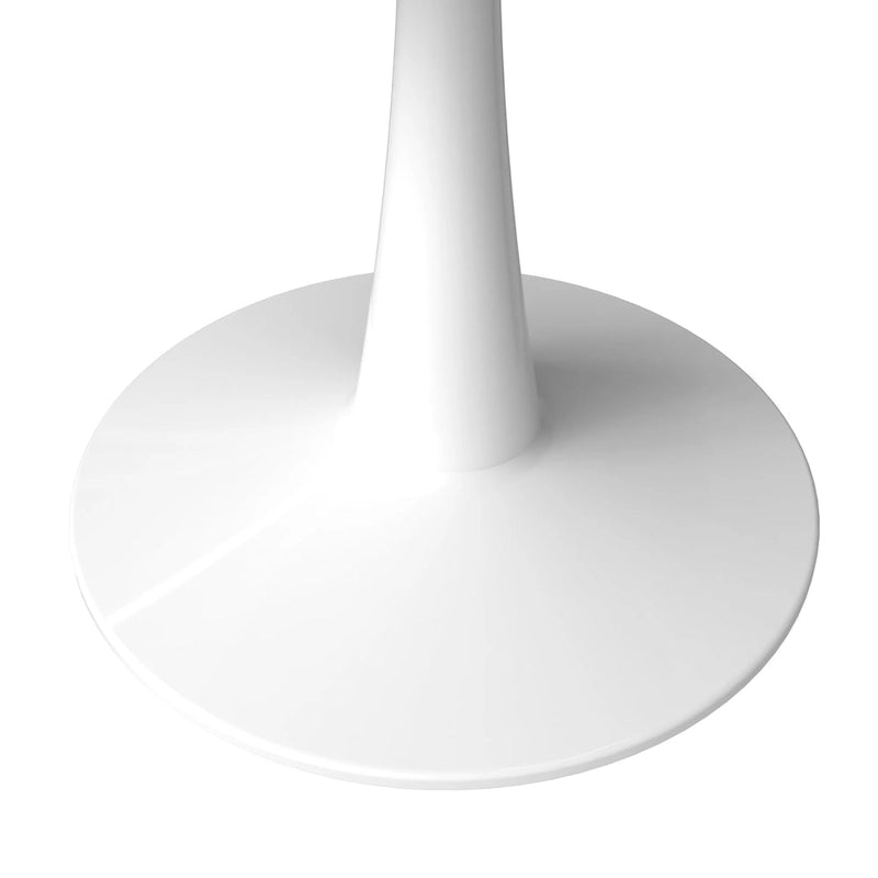 Table à manger ronde de 102 cm, 4 places, piètement blanc, plateau en pierre frittée, convient pour la cuisine et la salle à manger.